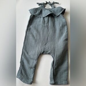 Grayson Collective Baby Girls' Sleeveless Gauze Ruffle Jumpsuit green. Size 12M.